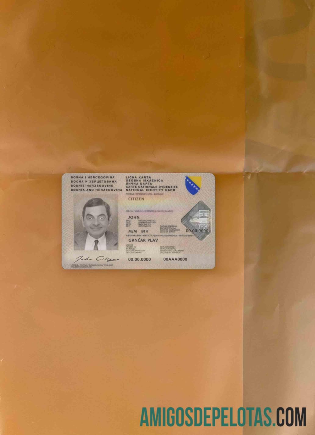 Bosnia And Herzegovina Id olhar de foto frente exemplo